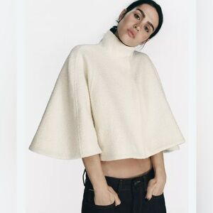 Wool Blend Cropped Cape. Zara Collection. XL.